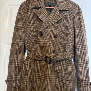 Ralph Lauren Brown Houndstooth Trench Coat